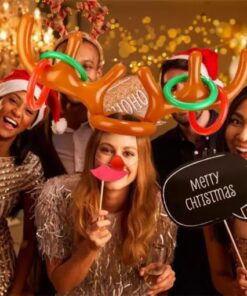 Ziemassvētku ziemeļbriežu ragu gredzenu mešanas spēle